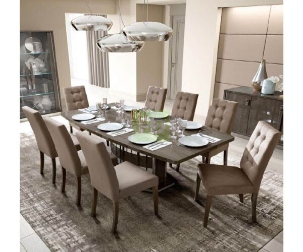 Platinum Silver Birch Large Extension Dining Table with 6 Dama Dining Chair