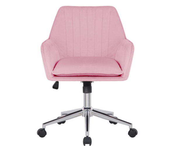 Pink Velvet Office Chair with Chrome Legs computer chair