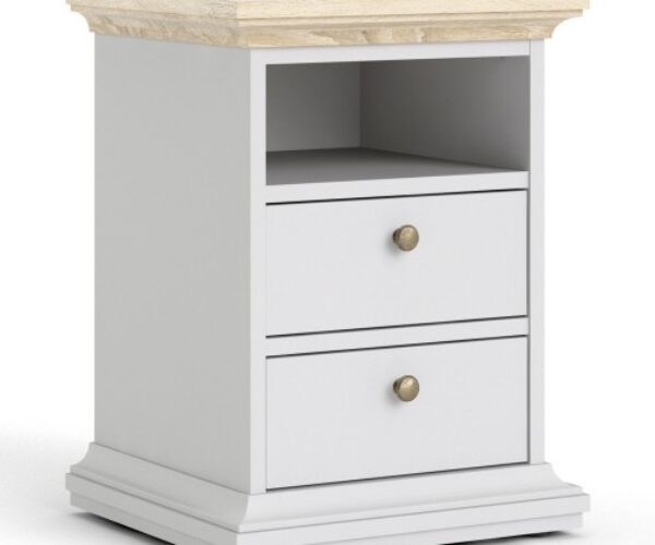 *Paris Bedside 2 Drawers in White and Oak