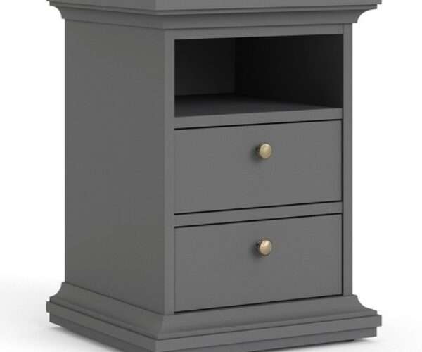 Paris Bedside 2 Drawers in Matt Grey