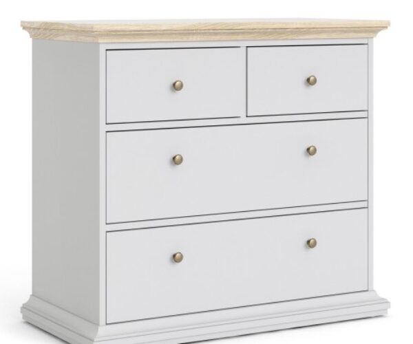 *Paris Chest of 4 Drawers in White and Oak