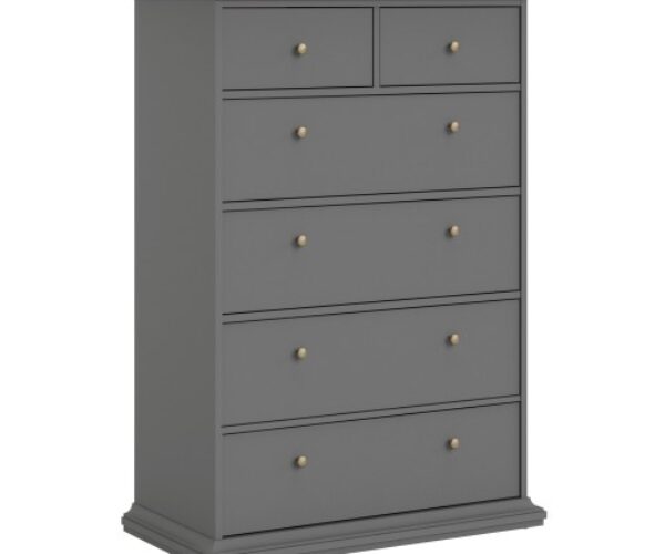 Paris Chest of 6 Drawers in Matt Grey