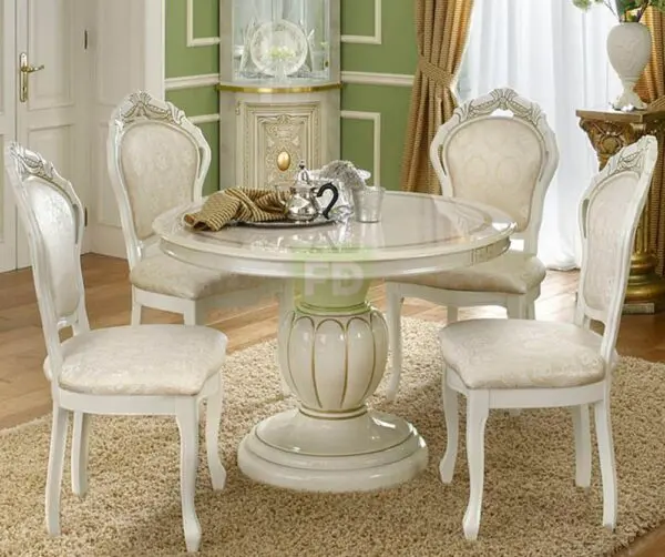 Camel Group Leonardo Ivory Round Extension Dining Set with 4 Chair Italian Dining Sets Home Store UK