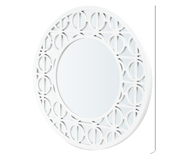 HUSK- White Wood Round Wall Mirror