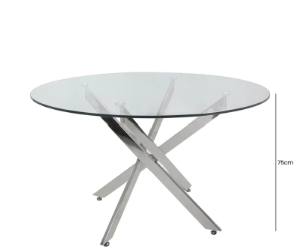 HSUK- Value Large Chrome and Glass Round Dining Table