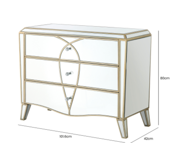 HUSK- Mirror Champagne 3 Drawer Chest