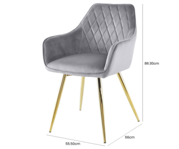 HSUK- Quinn Grey With Gold Legs Dining Chair