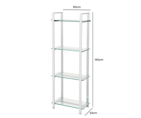 HSUK- 160cm Chrome and Glass 3 Tier Display Unit