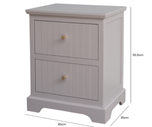 HUSK- Summer Grey Wood 2 Drawer Bedside Cabinet