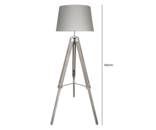 HSUK- Grey Hollywood Floor Lamp With Natural Shade