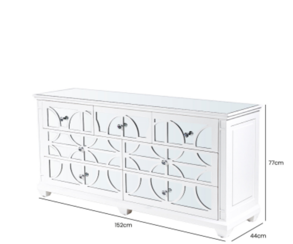 HSUK- White Wood 7 Drawer Chest