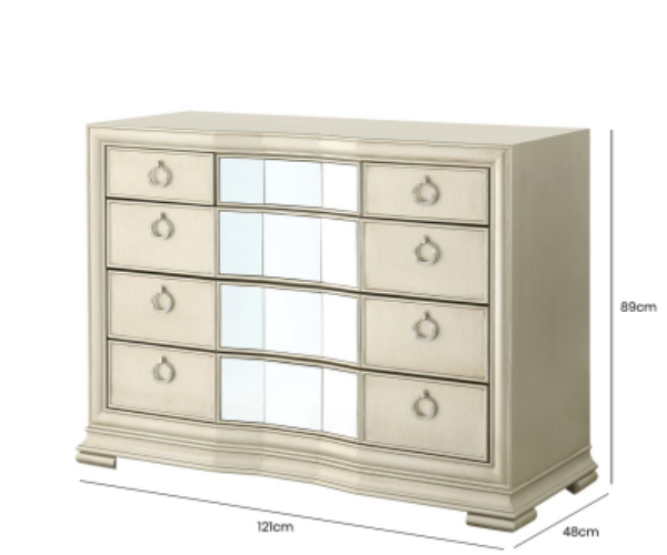 HUSK- Mirror Champagne 5 Drawer Chest