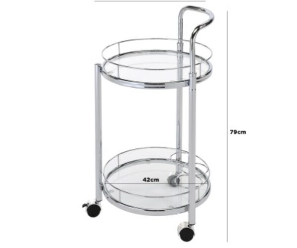 HUSK- Chrome Metal And Clear Glass Trolley