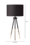 HSUK- Black and Gold Tripod Table Lamp with Black Linen Shade Gold Inside - Tripod Lamps - Home Store UK