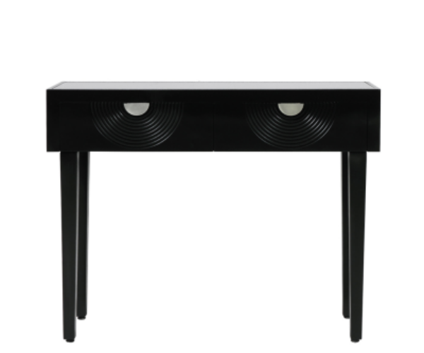 HSUK- 2 Drawer Console Table Black with SM Mirror