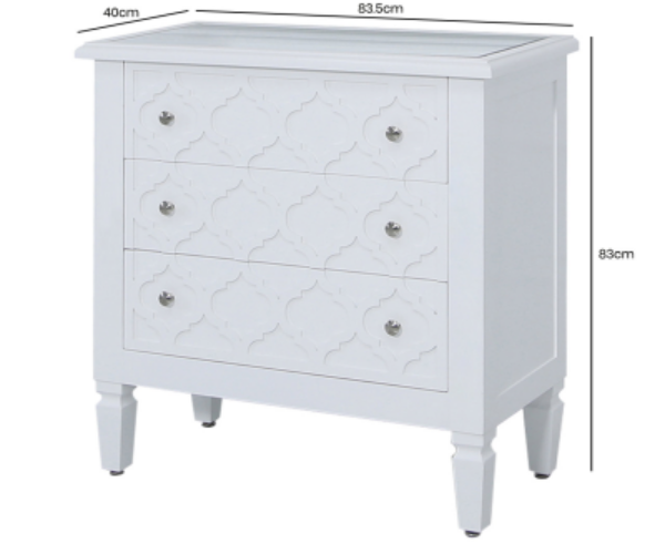 HUSK- Value White Wood 3 Drawer Cabinet