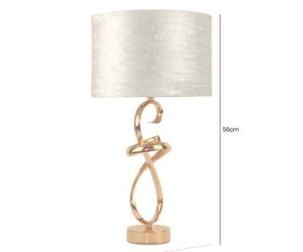 HSUK- Metal Gold Swirl Design Base with Drum-shaped Fabric White Shade Table Lamp