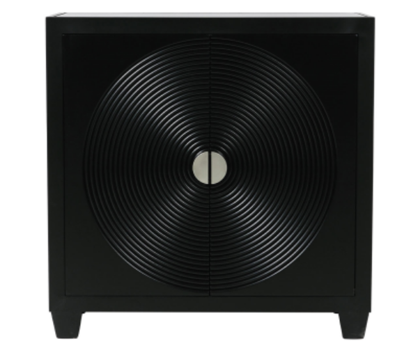 HSUK- 2 Door Cabinet Black With Smoked Mirror Top