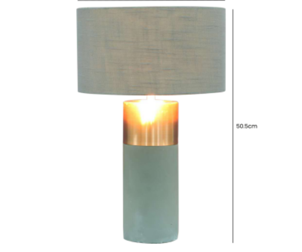 HSUK-Value Grey Copper Table Lamp with Grey Shade