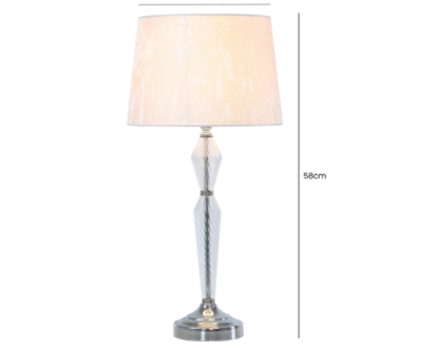 HSUK- Value 54.5cm Metal and Glass Table Lamp with White Cotton Shade