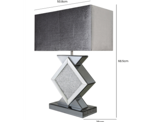 HSUK- Milano Smoked Mirror Diamond Shape Table Lamp