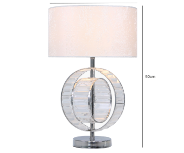 HSUK-  Value 50cm Metal and Crystal Table Lamp with White Cotton Shade