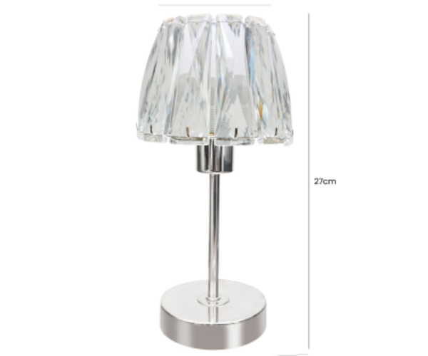 HSUK- Chrome Steel Candlestick Table Lamp With Crystal Shade