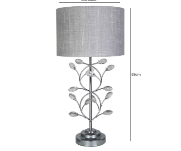 HSUK-  Value Chrome Metal Table Lamp With Light Grey Shade