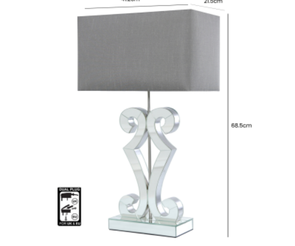 HSUK- Adara Clear Glass Table Lamp with Grey Shade