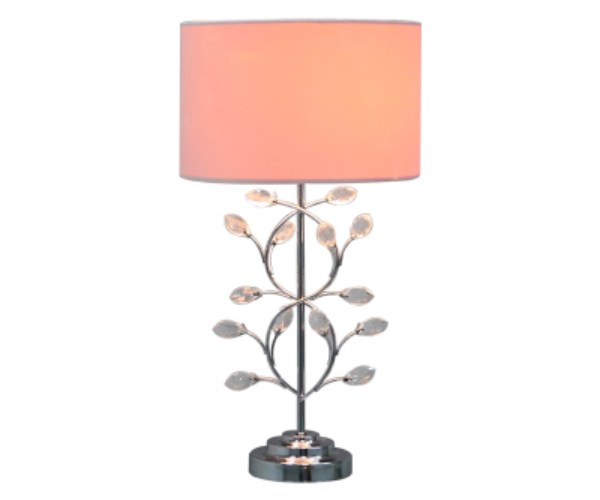 HSUK- Value Chrome Metal Table Lamp With Blush Shade