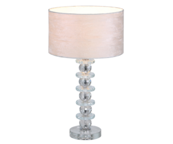 HSUK- Value 51.5cm Crystal Glass Table Lamp with White Velvet Shade