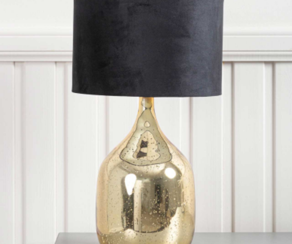 HSUK-48cm Gold Glass Table Lamp With Black Shade