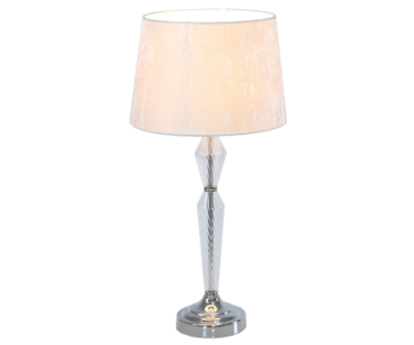 HSUK- Value 58cm Metal and Glass Table Lamp with White Cotton Shade