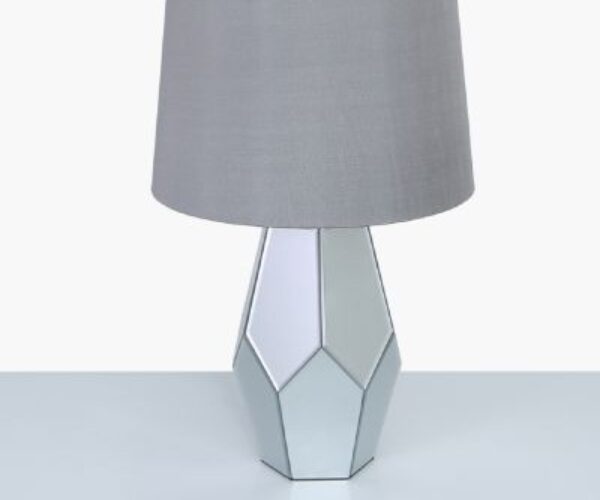 HSUK-  Grey Mirror Table Lamp With Silver Shade