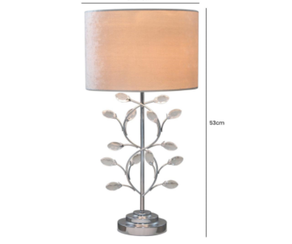 HSUK-Value Chrome Metal Table Lamp With Ivory Shade