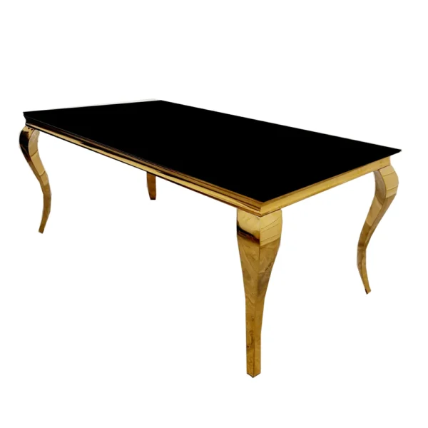 Louis Gold 1.5 Dining Table with Black Glass Top Marble Dining Table Home Store UK