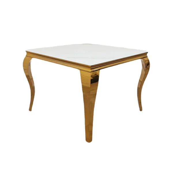 Louis Gold 1m Dining Table with White Glass Marble Dining Table Home Store UK