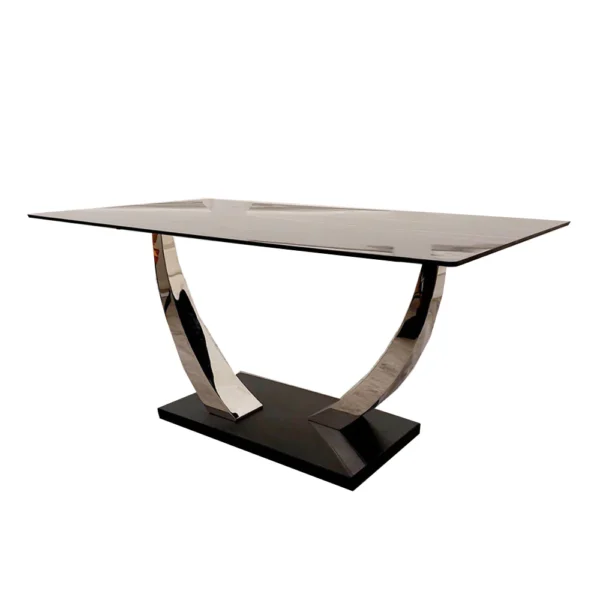 Venus 1.6 Chrome Dining Table with Black Sintered Stone Top Marble Dining Table Home Store UK