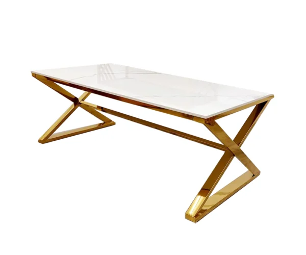 Zion Gold Coffee Table With Polar White Sintered Top