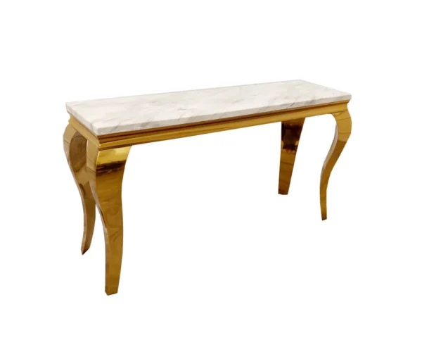 Louis Gold Coffee Table with White Glass Top