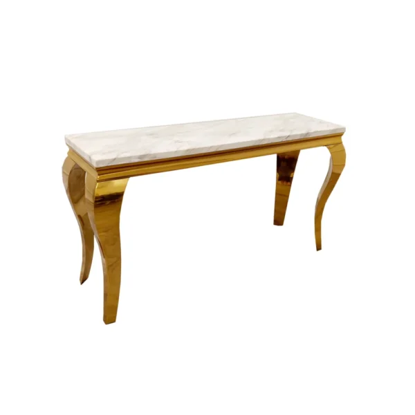 Louis Gold Console Table with Ivory Smoke Marble Top Console Tables Home Store UK