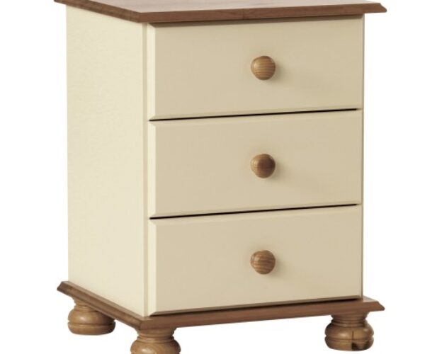 Copenhagen 3 Drawer Bedside in Cream/Pine