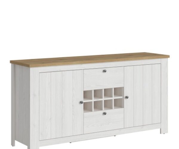 Celesto 2 Door 2 Drawer Sideboard with Wine Rack in White and Oak