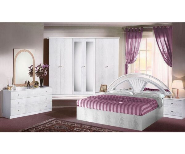 Dima Mobili Akira White Bedroom Set with 4 Door Wardrobe