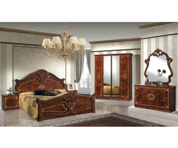 Dima Mobili Amalfi Walnut Bedroom Set with 4 Door Wardrobe