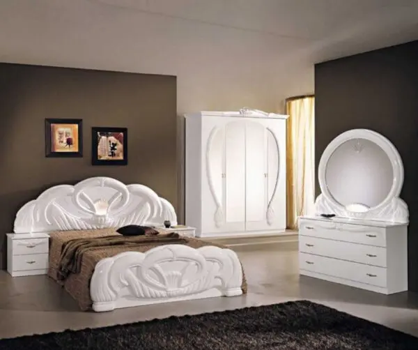 Ben Company Giada White Italian Bedroom Set with 6 Drawer Dresser Italian Bedroom Home Store Uk