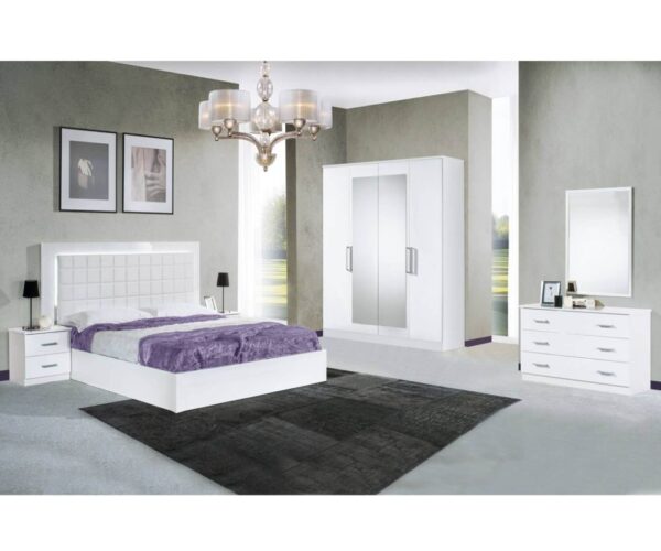 Dima Mobili Luna White Bedroom Set with 4 Door Wardrobe