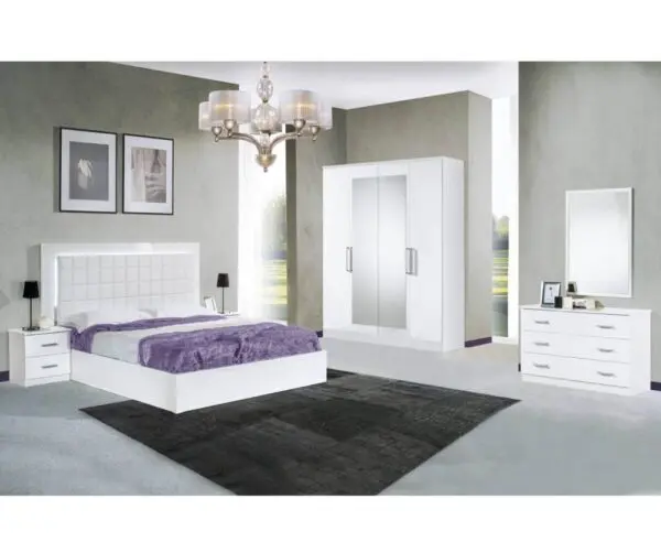 Dima Mobili Luna White Bedroom Set with 6 Door Wardrobe Italian Bedroom set Home Store Uk