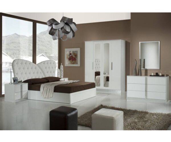 Dima Mobili Monia White Bedroom Set with 4 Door Wardrobe