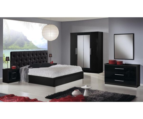 Dima Mobili Eva Black Bedroom Set with 4 Door Wardrobe